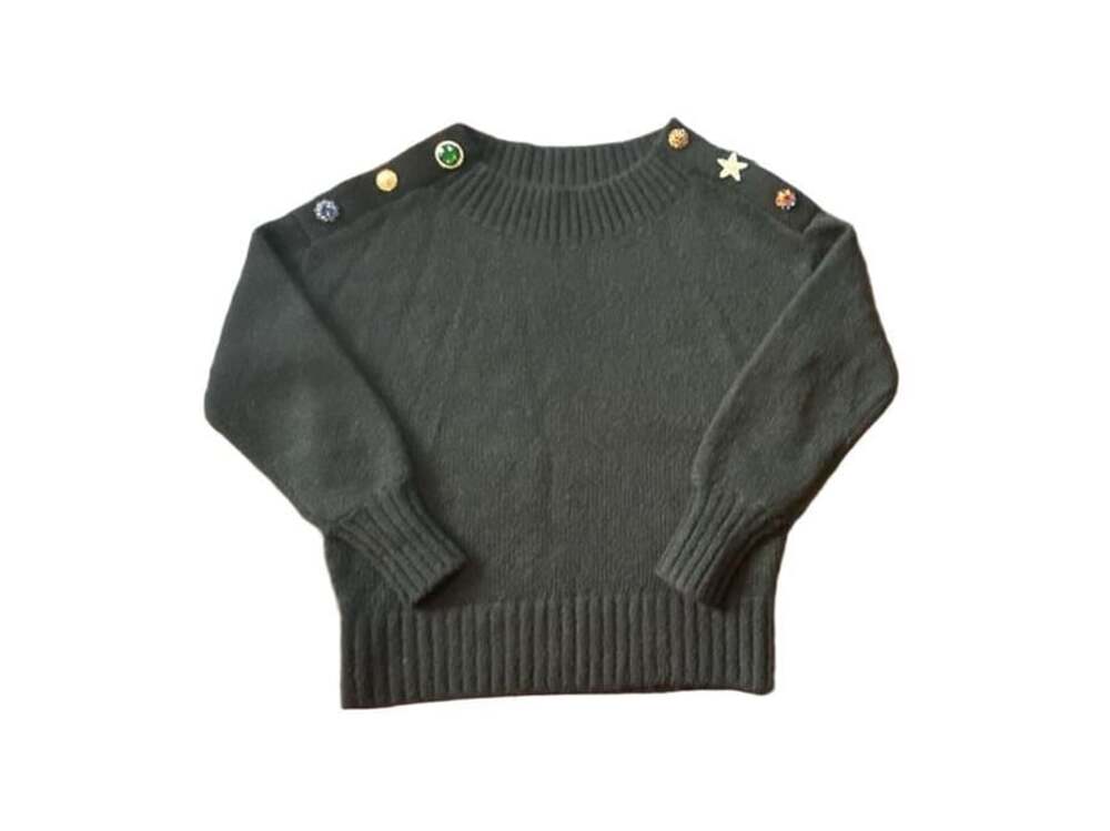 Veronica Beard Black Alpaca Merino Wool Embellished Button Sweater Size S - Picture 3 of 13